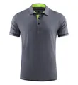 Men's grey quick-dry breathable sports polo shirt with lime green collar accents - S / Tops / Gray