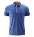 Polo de sport bleu avec col intérieur orange en tissu cationique de haute qualité - EU 2XS / Hauts / Bleu Denim