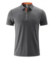 Polo de sport gris pour hommes, tissu respirant avec détails de col orange contrastés - EU 2XS / Hauts / Gris Château