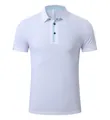 White breathable moisture-wicking sports polo shirt with light blue collar trim detail - XS / Tops / Pure White