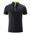 Polo de sport respirant et confortable pour hommes en noir avec détails vert néon contrastés - Noir Basique