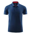 Men's navy blue quick-dry ice silk polo shirt with a stylish red inner collar detail - S / Tops / Dark Blue