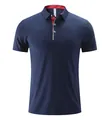 Polo de sport pour hommes bleu marine avec col contrasté rouge en tissu respirant - Bleu Nuit
