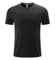 T-shirt de sport noir à séchage rapide pour hommes avec bande réfléchissante à l'épaule - 110 / Hauts / Noir Basique