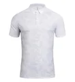 White breathable quick-dry short-sleeve polo shirt with grey geometric mesh pattern - S / Tops / Pure White