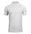 Men's breathable white short-sleeved quick-dry sports polo shirt with subtle grey camo pattern - S / Tops / Cloud Grey