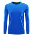 Camiseta deportiva de manga larga azul brillante, secado rápido y tejido de malla transpirable - Azul lago