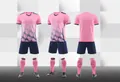 Professional pink and navy soccer uniform set for kids and adults training design - 3XS / Top And Bottom / Pink