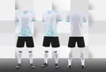 White soccer jersey set with turquoise gradient for training and match - 3XS / Top And Bottom / White