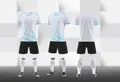 White soccer jersey set with turquoise gradient for training and match - 3XS / Top And Bottom / White
