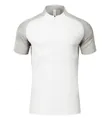 Polo de sport respirant à séchage rapide avec col montant et demi-zip en blanc et gris - S / Hauts / Blanc