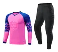 Professional goalkeeper soccer kit with padded protection on chest, hips, and knees - XXS / Top And Bottom / Rose Red