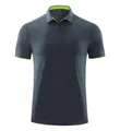 Polo profesional gris oscuro de secado rápido y transpirable con detalles en verde brillante - Gris Medio