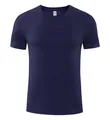 T-shirt de sport respirant à séchage rapide bleu marine avec col rond classique - Bleu marine