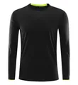 Camiseta deportiva negra de manga larga para hombre con ribete amarillo neón - Negro