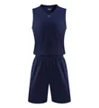 Professional navy blue breathable mesh basketball jersey and shorts uniform set for sports - L / Top And Bottom / Sapphire Blue