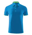 Polo azul transpirable de secado rápido con bordes amarillos en contraste - Azul lago