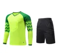 Professional padded goalkeeper soccer kit featuring neon yellow jersey and black training shorts - XXS / Top And Bottom / Fluorescent Green