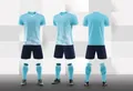 Lake blue soccer uniform set for adults and kids featuring jersey, shorts and socks - 3XS / Top And Bottom / Lake Blue