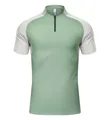 Polo de sport à séchage rapide vert clair avec manches raglan grises et fermeture éclair courte - S / Hauts / Vert Armoise
