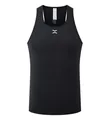 Black men's quick-dry running tank top with white X logo and mesh detail - S / Tops / Black