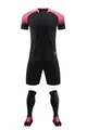 Complete black soccer kit with pink shoulder pattern, shorts, socks and cleats set - 4XS / Top And Bottom / Black