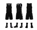 Schwarzes schnelltrocknendes Basketball-Trikot-Set aus drei Perspektiven mit Socken - 3XS / Oberteil Und Unterteil / Schwarz