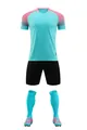 Blue and pink soccer jersey training set with black shorts and blue socks for adults. - 4XS / Top And Bottom / Glossy Blue
