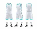 Detailed views showing front, side, and back of white quick-dry basketball uniform set - 3XS / Top And Bottom / White