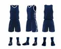 Detailed multi-angle view of royal blue quick-dry basketball jersey and shorts sports set - 3XS / Top And Bottom / Sapphire Blue