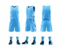 Detailed view of a light blue basketball uniform set with matching socks and shoes. - 3XS / Top And Bottom (639) / Light Blue