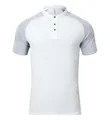 Men's quick-dry sports polo shirt in white and grey with raglan sleeves and stand collar - S / Tops / White