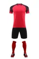 Red and black soccer uniform set including jersey, shorts, socks for match training - 4XS / Top And Bottom / Red