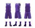 Lila Basketball-Uniform-Set mit Vorder- Seiten- und Rückansicht für Herren und Kinder - 3XS / Oberteil Und Unterteil / Lila