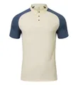Two-tone men's quick-dry sports polo shirt with cream body and navy raglan sleeves. - S / Tops / Khaki