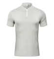 Camiseta deportiva para hombre en seda helada gris claro con media cremallera y cuello - S / Tops / Caqui