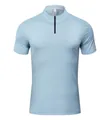 T-shirt de sport en soie glacée bleu clair à séchage rapide avec demi-zip - Bleu Glacé