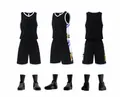 Detaillierte Ansicht des schwarzen schnelltrocknenden Basketball-Trikot-Sets mit Socken - 3XS / Oberteil Und Unterteil / Schwarz (632)