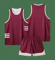 Conjunto de baloncesto granate con rayas blancas para deporte y entrenamiento - M / Top Y Pantalón / Burdeos