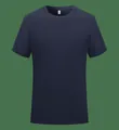 T-shirt classique bleu marine à manches courtes et col rond en coton extensible de qualité - S / Hauts / Bleu saphir
