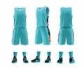 Lake blaues Basketball-Trikot-Set und passende Schuhe in Vorder-, Seiten- und Rückansicht - 3XS / Oberteil Und Unterteil / Seeblau