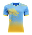 Detail view of quick-dry dragon boat racing shirt with vibrant blue yellow gradient - M / Tops / Sky Blue