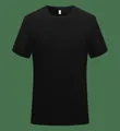 T-shirt noir à manches courtes et col rond en coton à fibres longues de qualité - S / Hauts / Noir