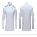 Front and back view of men's white stand-collar sports jacket with shoulder stripes - XS / Top And Bottom / White