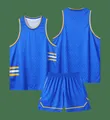 Koningsblauw basketbaluniformset met gele bies en ontwerp met boogpatroon - Blauw