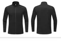 Front and back view of men's black stand collar sports jacket with shoulder stripes - XS / Top And Bottom / Black