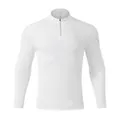 White men's quick-dry long-sleeved sports shirt with half-zip stand collar - S / Tops / Pure White