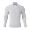 Men's light gray quick-dry quarter-zip athletic long sleeve shirt for sports and fitness - S / Tops / Cloud Grey