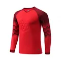 Red long sleeve soccer goalkeeper jersey with hexagonal padded chest protection for training - XXS / Tops / Red