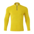 Men's yellow quick-dry long-sleeve sports T-shirt with breathable half-zip stand collar - S / Tops / Mustard Yellow